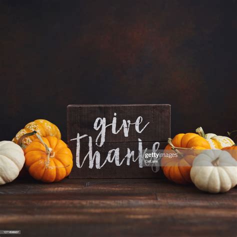 Fall Thanksgiving Background With Pumpkin Assortment And Message Of