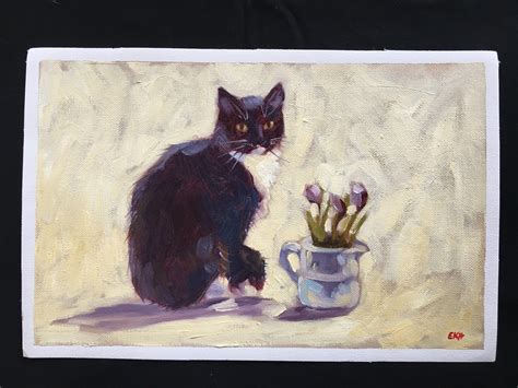 Impressionist Painting Cat Oil Painting Cat Painting Etsy Black Cat