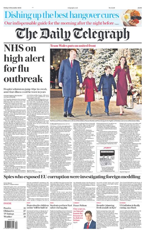 Daily Telegraph Front Page 16th Of December 2022 Tomorrow S Papers Today