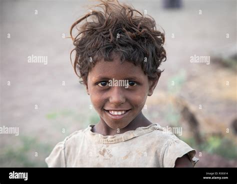 Portrait Of A Smiling Afar Tribe Girl Afar Region Afambo Ethiopia