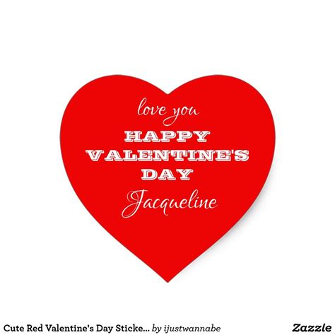 Cute Red Valentines Day Stickers Personalize