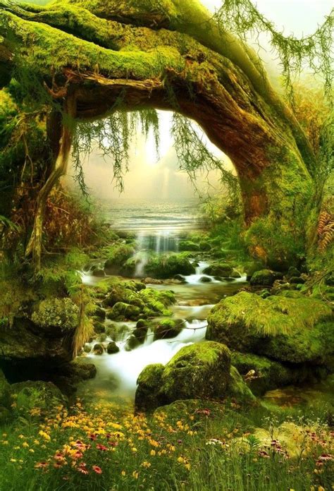 14 5x7ft Dreamy Forest Background Brook Moss Tree Flower Backdrop