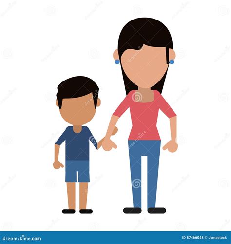 Mom And Son Holding Hands Stock Vector Illustration Of Female