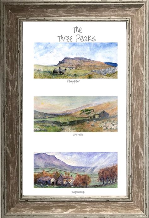 Yorkshire Three Peaks Watercolour Framed Or Mounted Prints By Etsy Uk