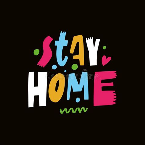 Stay Home Hand Drawn Colorful Cartoon Style Vector Illustration Stock