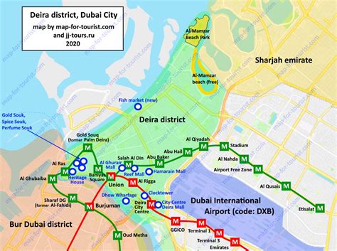 Map Of Deira Dubai Malls Markets Attractions