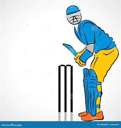 Cricket Player Stock Vector Illustration Of Single Playing 29060087