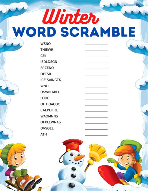 Word Scramble Game Printable Printable Blank World