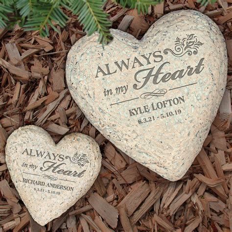 Engraved Memorial Heart Garden Stone Personalized Garden Stones