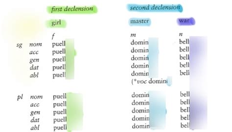 First And Second Declension Noun Endings Latin Gcse Diagram Quizlet