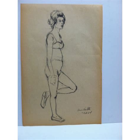 1964 Vintage Gina Ventalo Standing Tom Sturges Jr Original Drawing