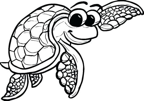 Coloring Pages Of Sea Turtles Turtle Swimming Drawing Free Download