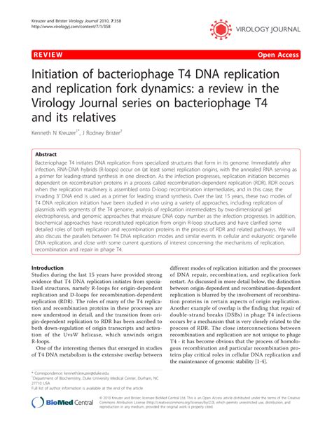 pdf initiation of bacteriophage t4 dna replication and replication fork dynamics a review in