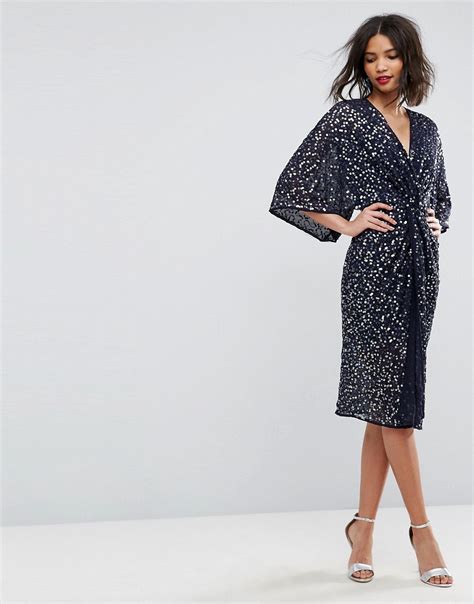 Asos Sequin Kimono Midi Dress Shopperboard