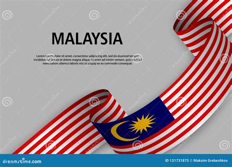 Waving Ribbon Or Banner With Flag State Of Malaysia Stock Photography