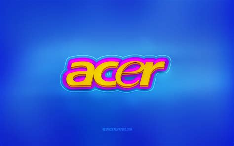 Download Wallpapers Acer 3d Logo 4k Blue Background Multicolored