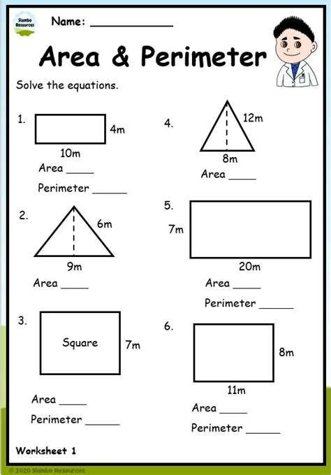 Perimeter And Area Worksheets Printable Primary Math Worksheet For
