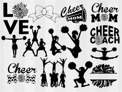 Cheerleader Svg Bundle Cheer Clipart Cheer Cut Files Cheer