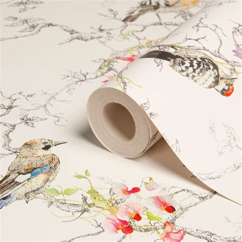 Ornithology Birds Metallic Effect Wallpaper Departments