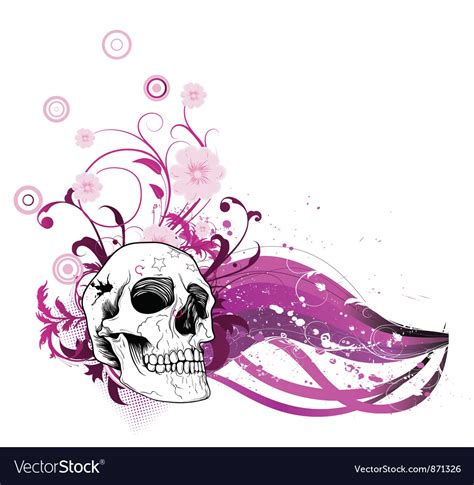 Skull With Floral Royalty Free Vector Image Vectorstock