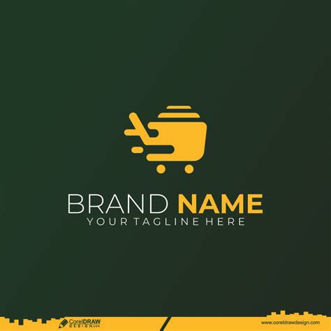Download Supermarket Logo Design With Yellow Cart Premium Vector Cdr