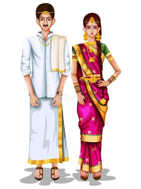 Tamil Wedding Couple In Traditional Costume Of Tamil Nadu India Easy T In 2020 Fashion