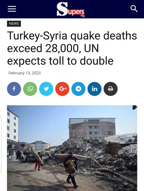 Turkey Syria Quake Deaths Exceed 28000 Un Expects Toll To Double Foreign Affairs Nigeria