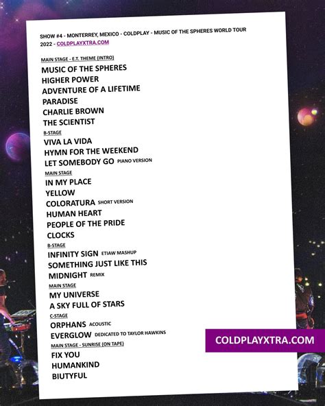 Stewart Larson Berita Coldplay Songs List Tour 2023