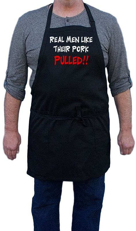 Real Men Like Their Pork Pulled Funny Bbq Aprons For Men Grilling Apron For Him