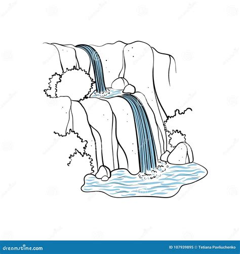 Vector Illustration Of Waterfall Stock Vector Illustration Of Hill