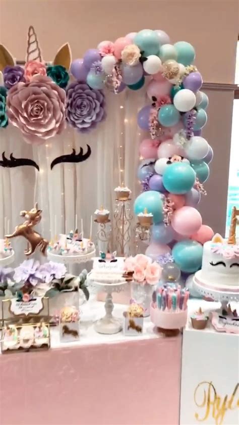 Unicorn Theme First Birthday Video Girl Baby Shower Decorations