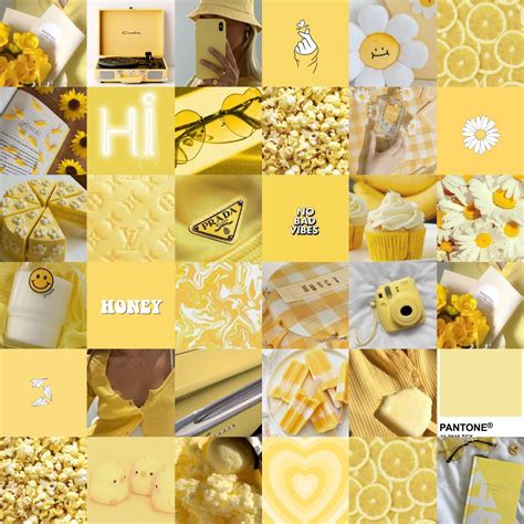 60 Digital Yellow Aesthetic Collage Kit Yellow Collage Kit Etsy Uk