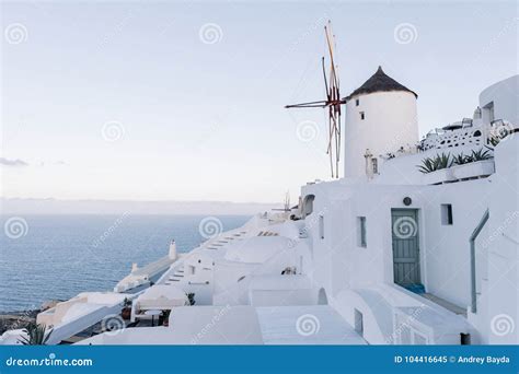Famous White Buildings Of Oia Town In Santorini Stock Image Image Of