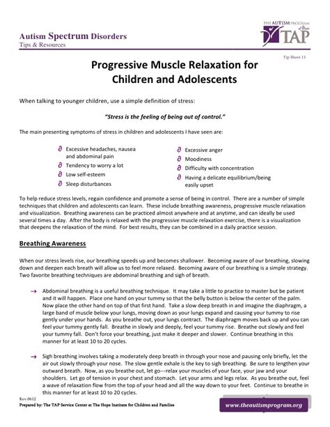 Progressive Muscle Relaxation For Children And Adolescents