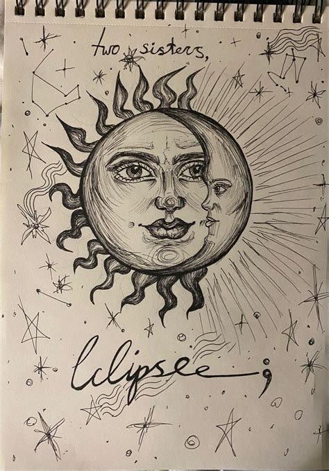 Eclipse Sun And Moon Drawings Moon Drawing Art Inspiration Drawing