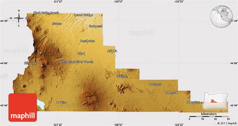 Physical Map Of Deschutes County Cropped Outside
