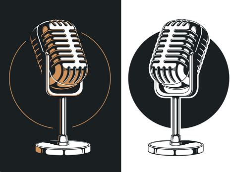 Silhouette Podcasting Microphone Recording Isolated Logo Illustration
