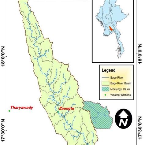 Location Map Of Bago River Basin And Moeyingyi Wetland Download