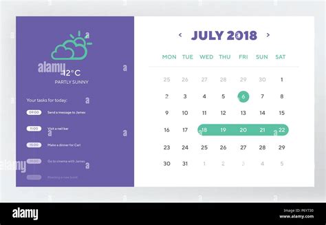 Planificador De Calendario Y App Calendario Ui Ux Design Interfaz De