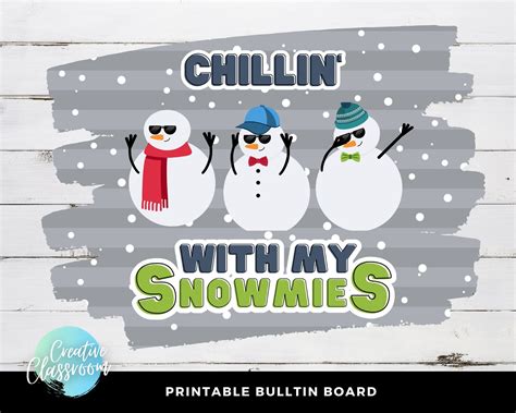 Chillin With My Snowmies Bulletin Board Snowman Themed Etsy Door