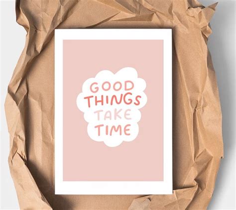 Good Things Take Time Poster Cute Wall Art Lettering Print Etsy