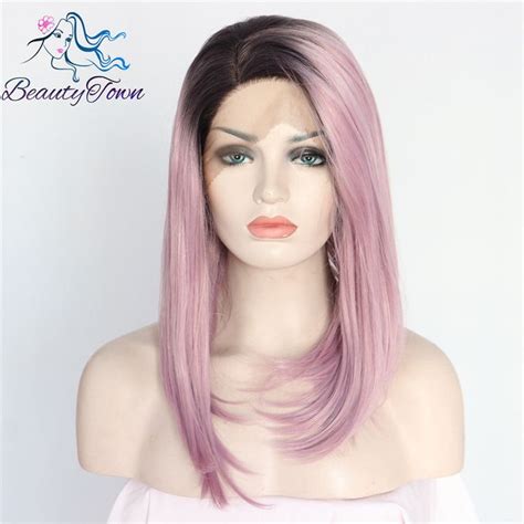 Synthetic Lace Front Wig Black Ombre Pink Color Bob Hair Fsshion Wig