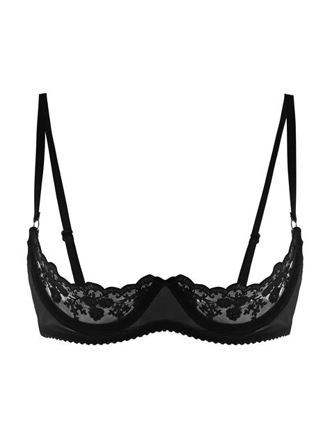 Yeahdor Womens Lace Push Up Underwired Shelf Bra Tops Open Cup Unlined