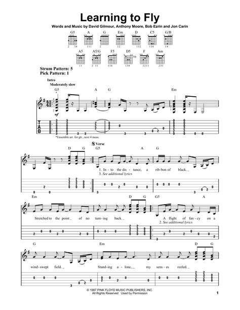 Learning To Fly By Pink Floyd Easy Guitar Tab Guitar Instructor