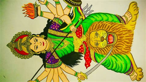 How To Draw And Paint Maa Durga Step By Step Beautiful Painting Of Maa