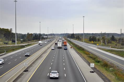Highway 401 In Ontario Canada Seen From Wellington Rd Overpass