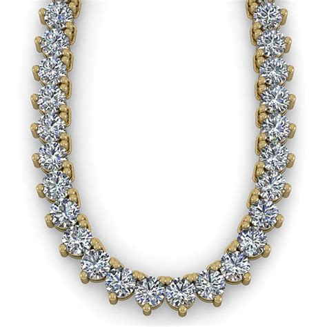 Lot 10 Ctw 3 Prong Diamond Riviera Necklace 14k Yellow Gold Ref 504y5x