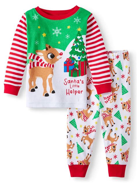 Christmas Long Sleeve Tight Fit Pajamas 2pc Set Baby Boys