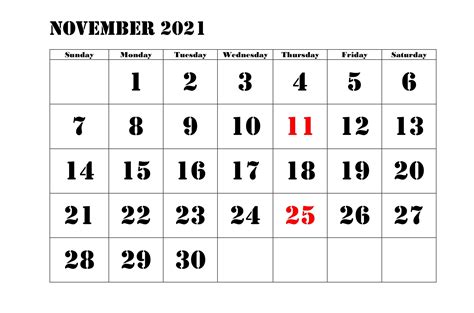 Free Printable November 2021 Calendar Blank Template In Pdf And Word