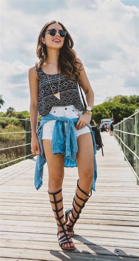 Chic Ways To Style Your Knee High Gladiators This Summer Gladiator Sandals Outfit Fashion